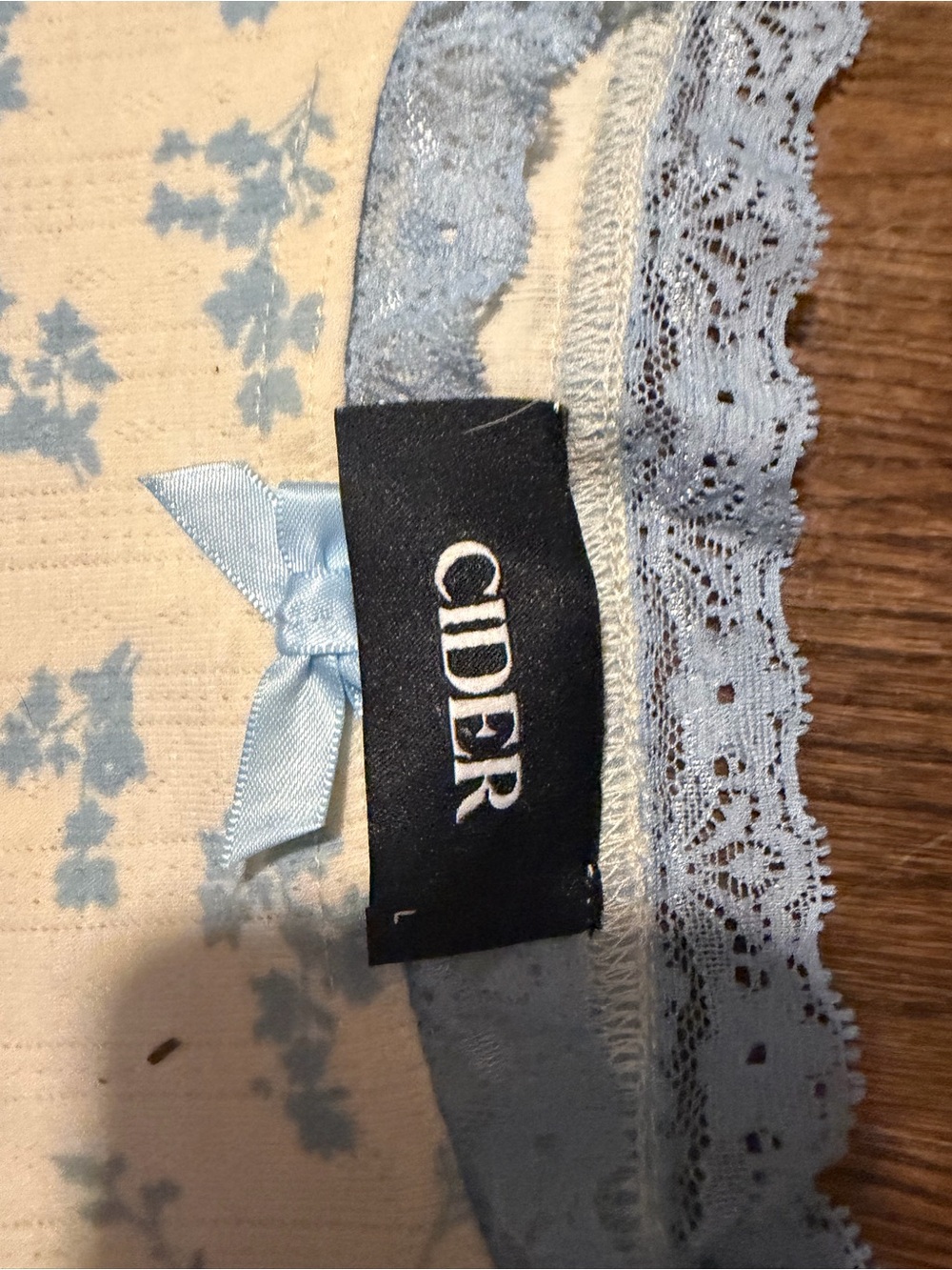 Cider Cream & Light Blue Floral Lace-Trim Bodysuit - Picture 2 of 6
